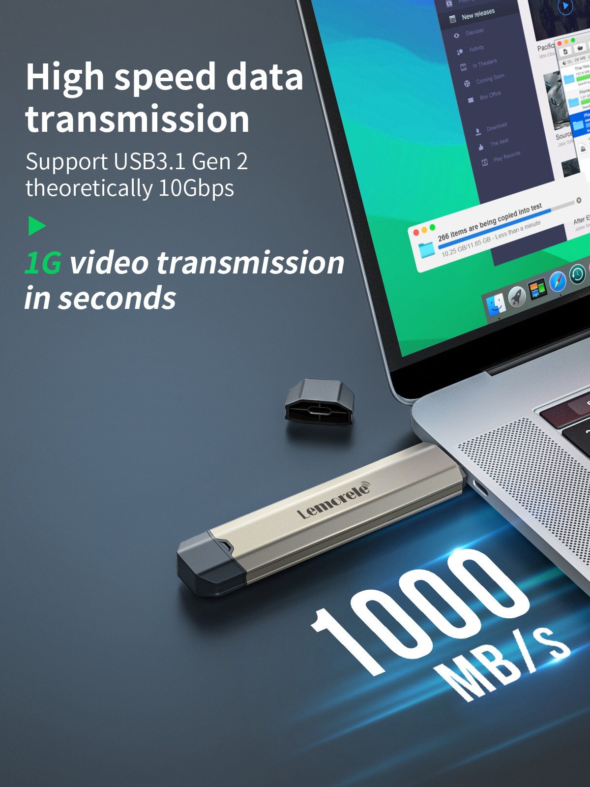 Lemorele M2 SSD Case M.2 NVMe SATA SSD Enclosure Adapter 10Gbps USB 3.1 Gen2 USB C External Enclosure Supports M and B&M Keys. 