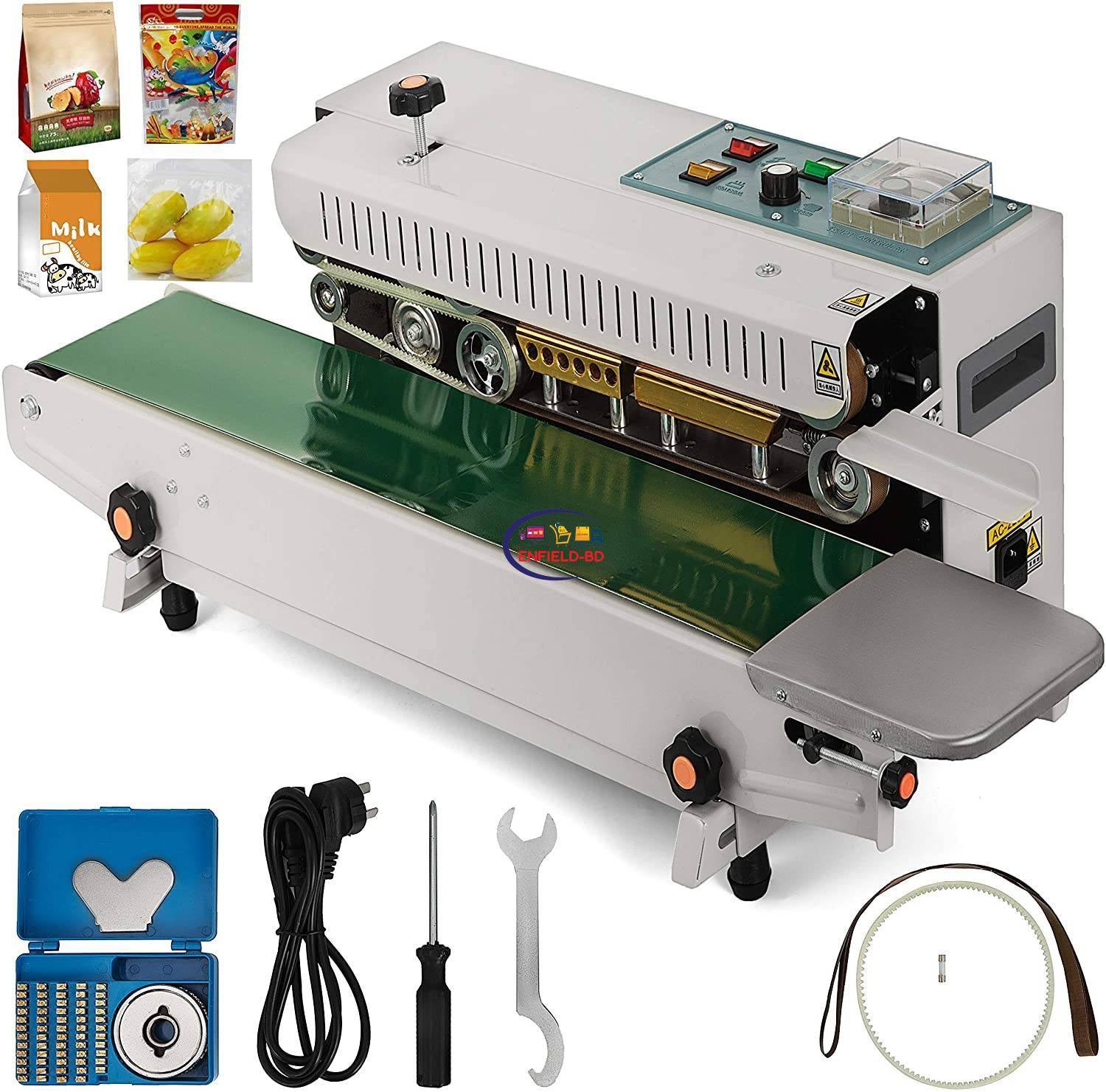 Automatic Continuous Band Sealer Machine SS Body with Conveyor – Industrial Pouch Bag Sealing Machine for Packaging