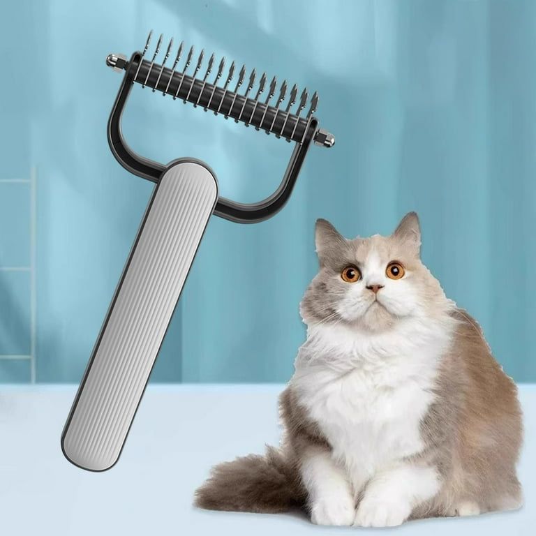 Deshedding Brush for Dogs & Cats, Undercoat Rake for Dogs with Stainless Steel Blades