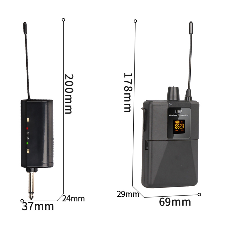 UHF Wireless Headset Microphone with Transmitter Receiver LED Digital Display Bodypack Transmitter for Teaching Live Performance. 