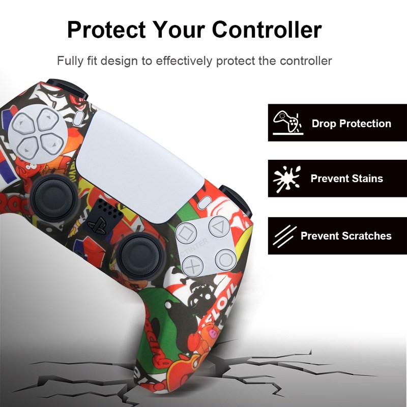 Silicone Protective Cover sleeve For PS5 Controller Accessories Rubber Case For PS5 Slim Gamepad Joysticks Thumb Grips Caps. 