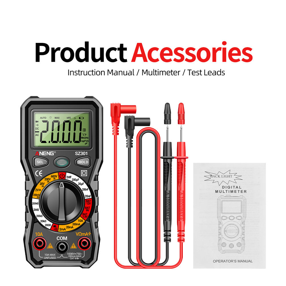 SZ301 SZ302 Digital Multimeter Professional Multimetro Auto Voltmeter AC DC 220V Resistance Voltage Capacitor Diode NCV Tester. 
