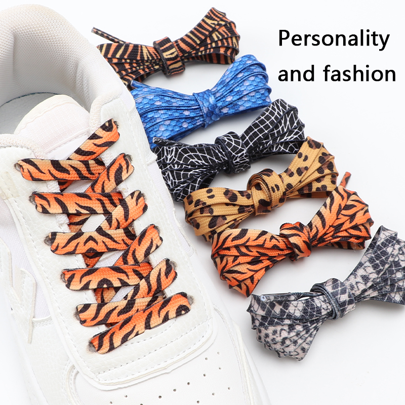 Animal Pattern Shoelaces Flat AF1/AJ Sneakers Shoe laces Tiger/Snake/Leopard Print Shoelace 120/140/160CM Shoes Strings 1Pair. 