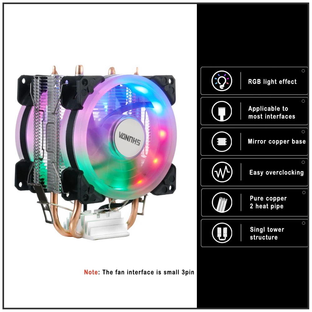 Cpu Cooler 2011 2 Heat Pipes Processor Cooler X99 For Intel AMD RGB Air Cooler Cpu Cooling Fan. 