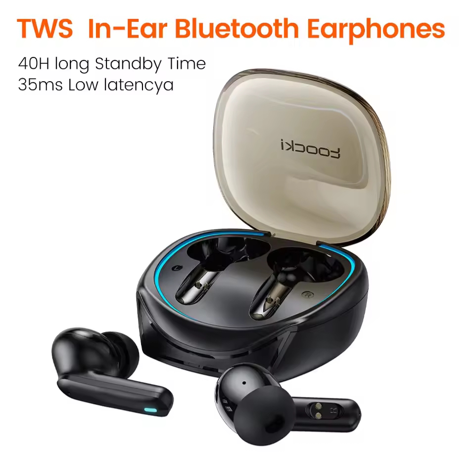 Toocki Bluetooth 5.3 Wireless Headphones Earphone TWS In-Ear Waterproof Headset LED 40H 35ms Low Latency Earbud with Microphone. 