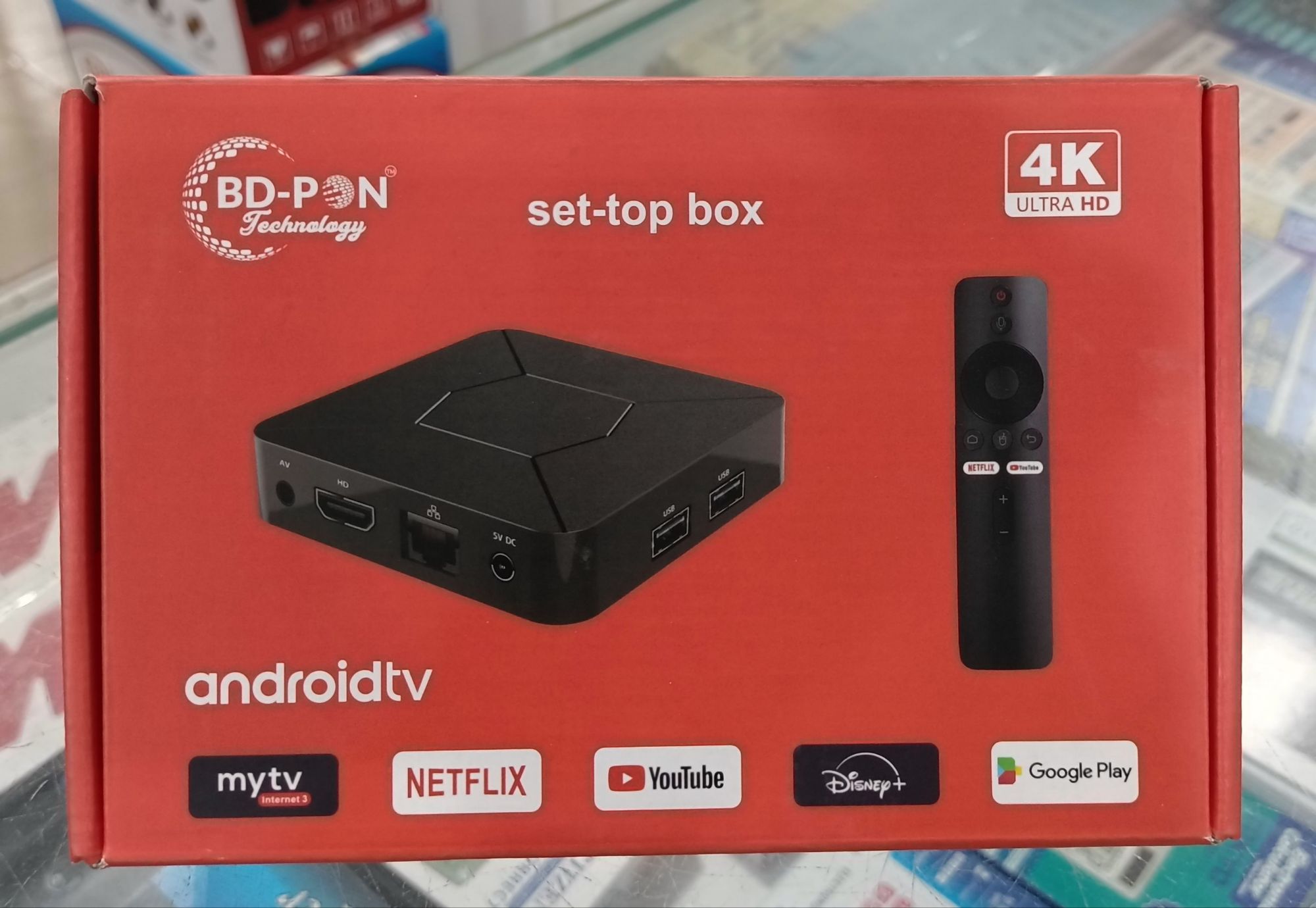 BD-PON Q5.Smart Android TV Set-Top Box 2GB+8GB Bluetooth Voice Control Bluetooth Remote. 