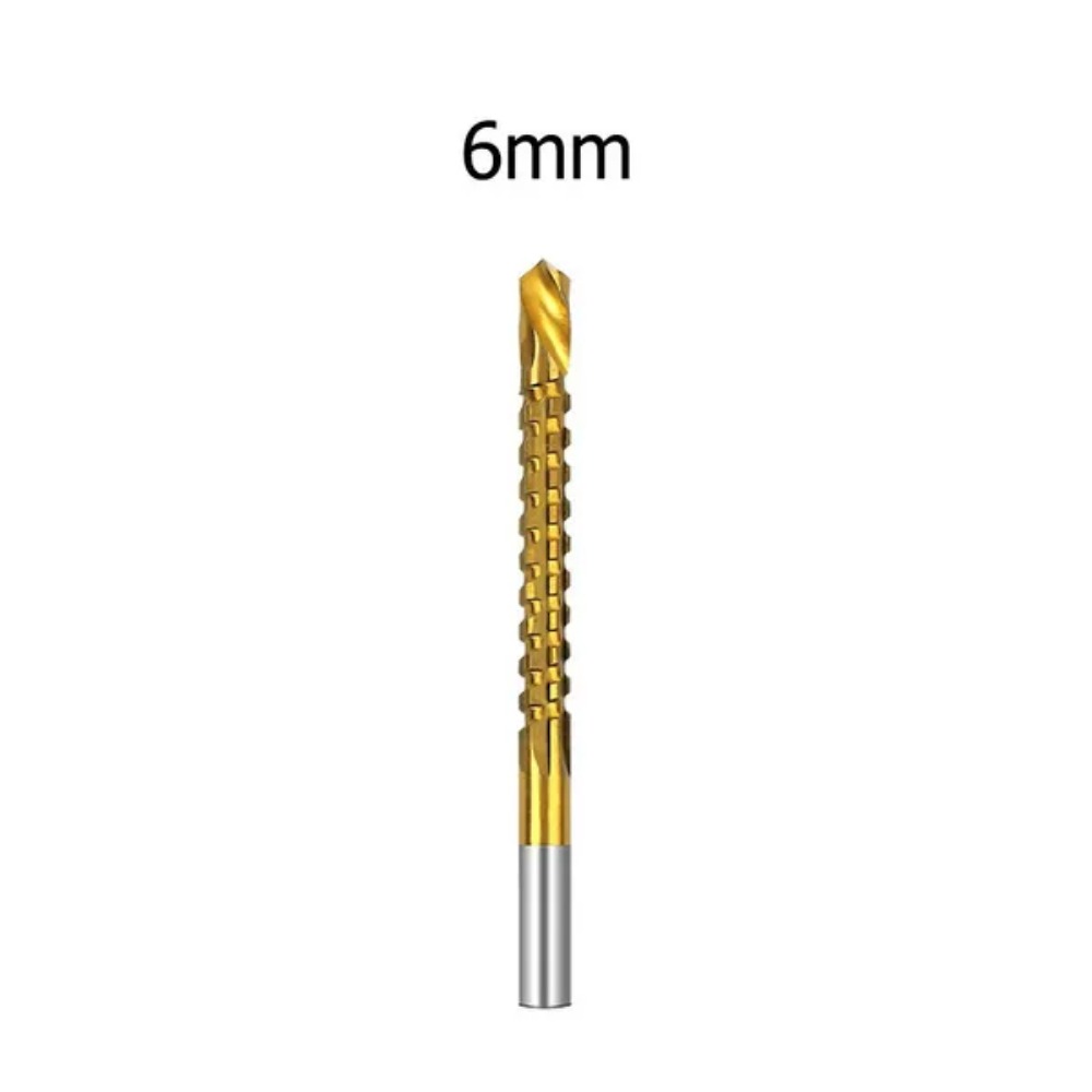 STONEGO 6PCS/Set Titanium Coated Drill Bit Spiral Jagged Saw Drill Bit Composite Drill Bit Twist Drill Bit. 