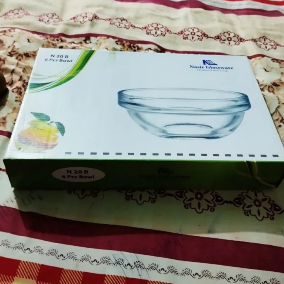 Glass Finni Set & Bati Set,Glass Bowl Set, Soup & Finni Bati, Serve Snacks And Desserts In A Stylish Glass Set (Nasir N20B) Gift Set, Crystal Clear GlassWare Finni Set, Serve Your Meals With Elegance In This Glass Bowl Set  - Pack of 6 PIECE. 