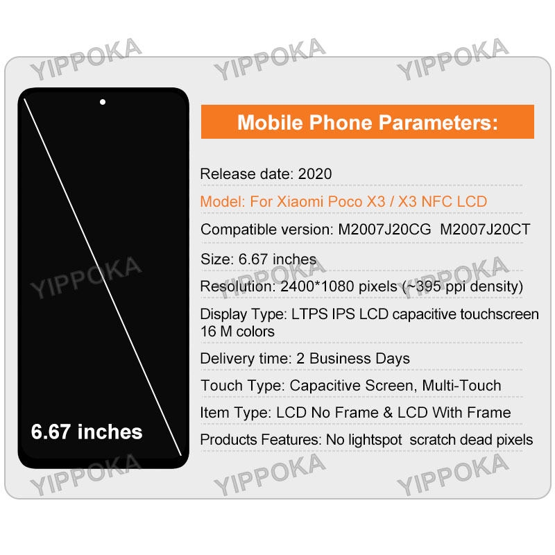 6.67" For Xiaomi POCO X3 Pro Display LCD Touch Screen For POCO X3 NFC LCD Digitizer Assembly POCO X3 Display M2102J20SG. 