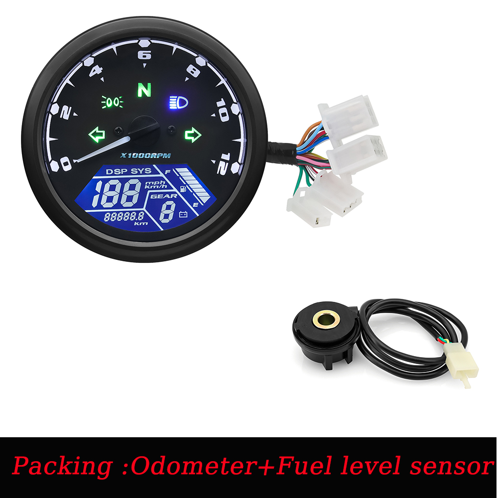 Speedometer Gear Display Universal Motorcycle Meter Speedometer Digital Odometer with Gear ...