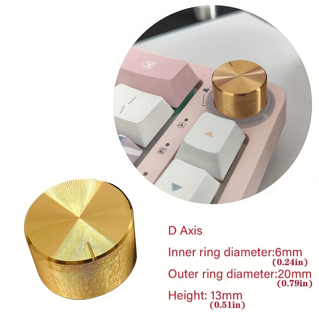 20mm Mechanical Keyboard Knob Volume Control Gear Manual Rotary Key Cap For Fine Tuning Metal Texture Inner Diameter 6mm. 