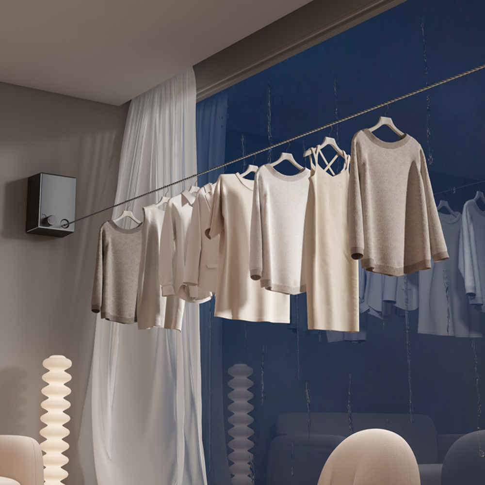 Retractable Clothesline Stainless Seel Pull-Out Clothes-Drying Machine Rope Space-Saving Clothes Drying Rack For Household. 