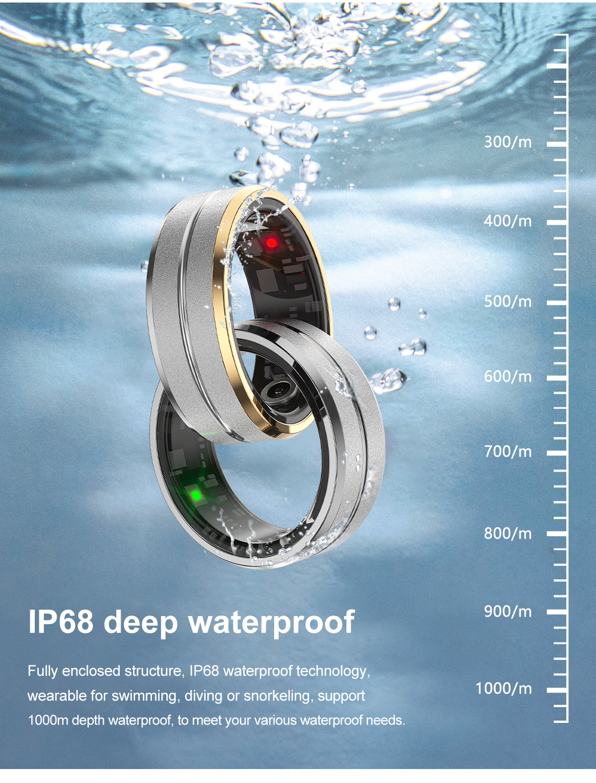 2024 Smart Ring For Men Women Heart Rate Blood Oxygen Monitoring Multi Sports Modes IP68 Waterproof Smart Rings For Android IOS. 