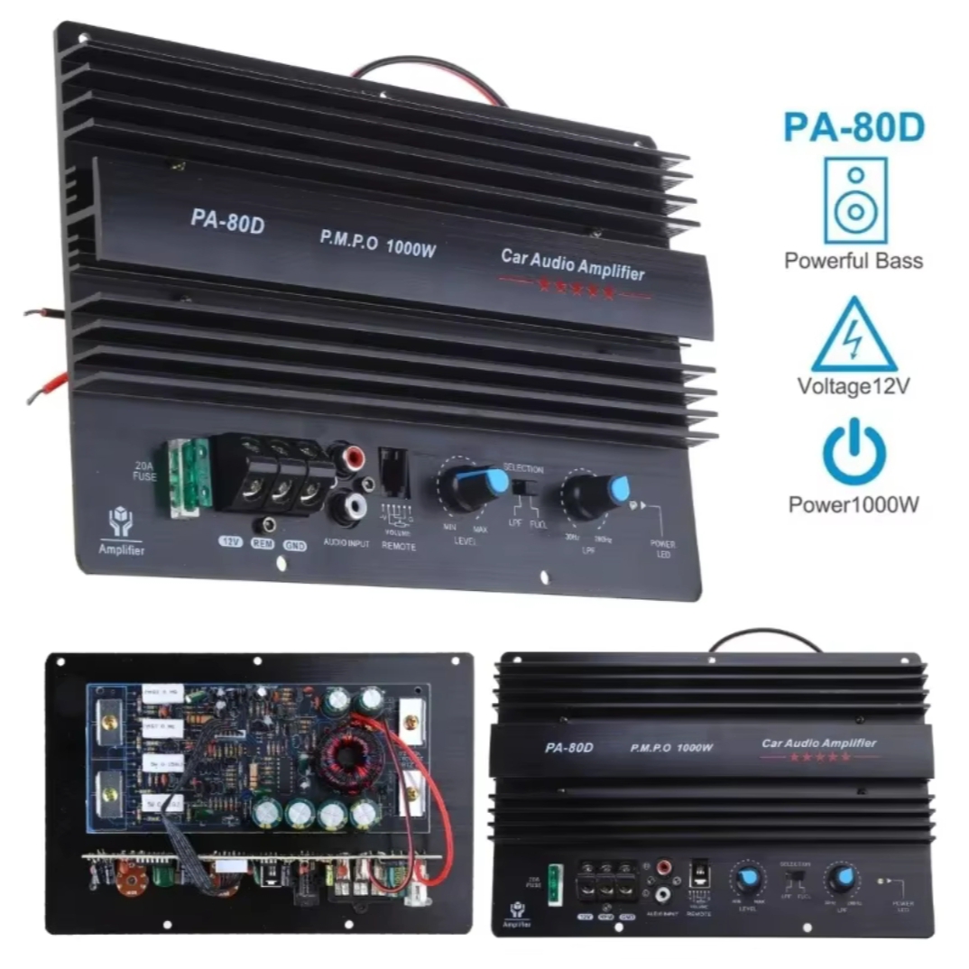 PA-80D 12V Mono 1000W Car 10"~12" Subwoofer Power Amplifier Motherboard High Power Car Audio Power Amplifier Board. 