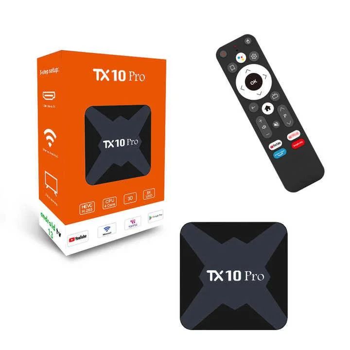 Tx10 Pro8K Android TV Box

Toffee, Live Sports App,

IPTV: 2000+ Free TV Channel

YouTube, Voice Remote

RAM: 2GB ROM: 8GB

Display Resulation: 8K

OS: Android: 13. 