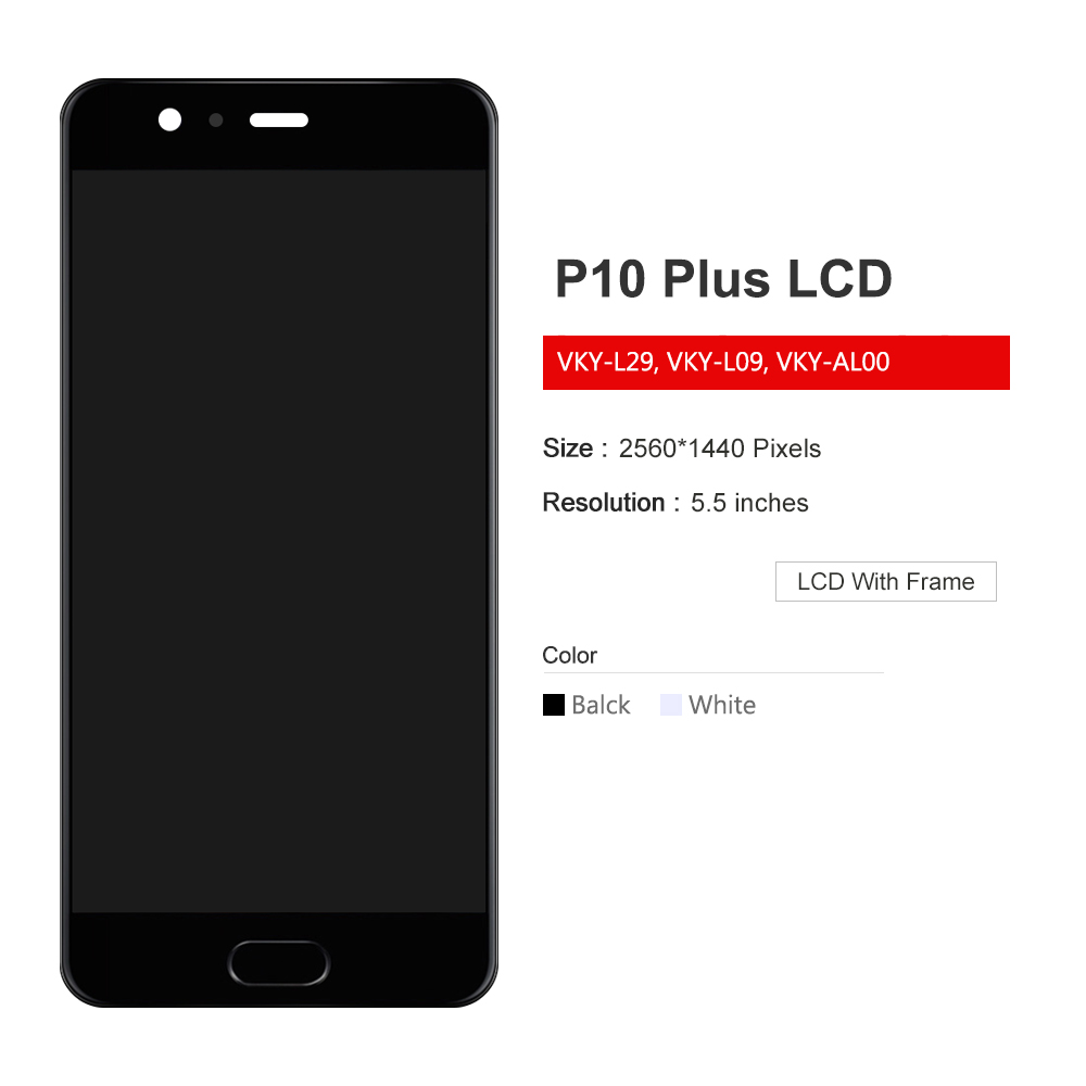 5.5'' Display For Huawei P10 Plus LCD Touch Screen Digitizer Replacement For Huawei P10Plus VKY-L09 VKY-L29 LCD Display. 