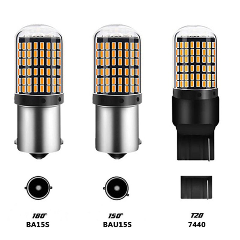 2pcs 1156 BA15S P21W BAU15S PY21W 7440 W21W LED Bulb 3014 144smd CanBus Lamp Error Free Car Reverse Turn Signal Light Brake Lamp