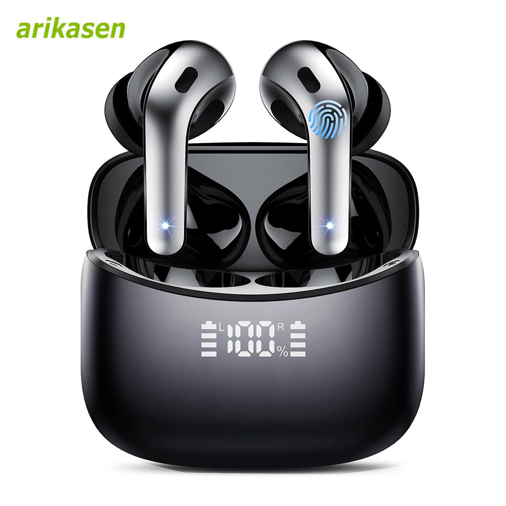 Wireless Bluetooth Earbuds Headphones 52 Hrs Playtime IPX7 Waterproof 4 Mic Call Noise Cancelling with LED Display Charging Case. 