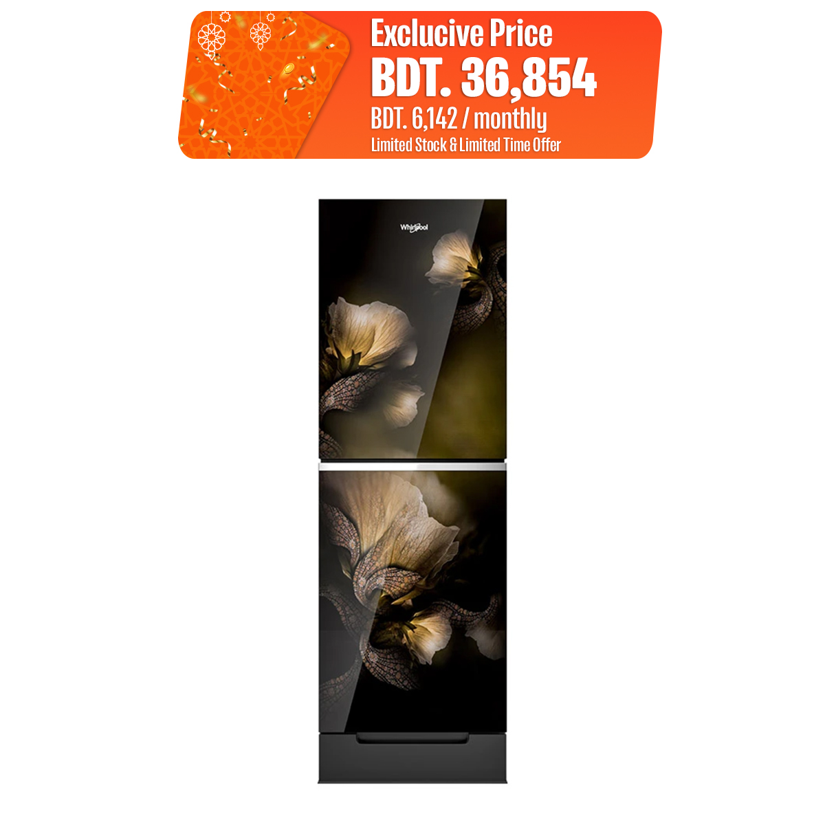 Whirlpool Fresh Magic Pro 236L Glass Door Refrigerator - Glow with Free Delivery