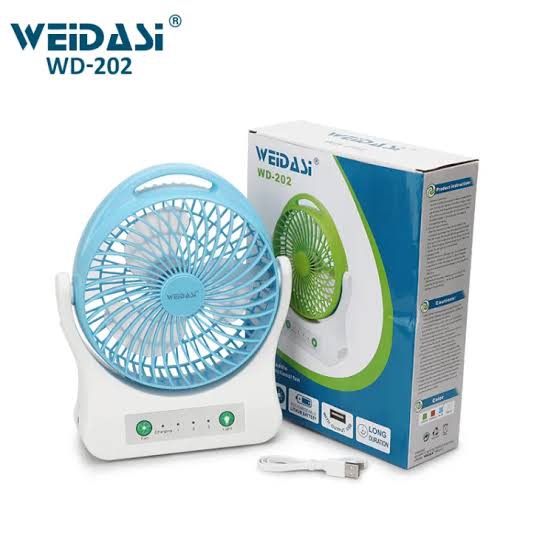 Rechargeable Fan Weidasi 3 speed control usb table fan 7.5″ Rechargeable Fan portable mini hand rechargeable fan with light Li-ion Battary(18650) Desk Table Fan. 