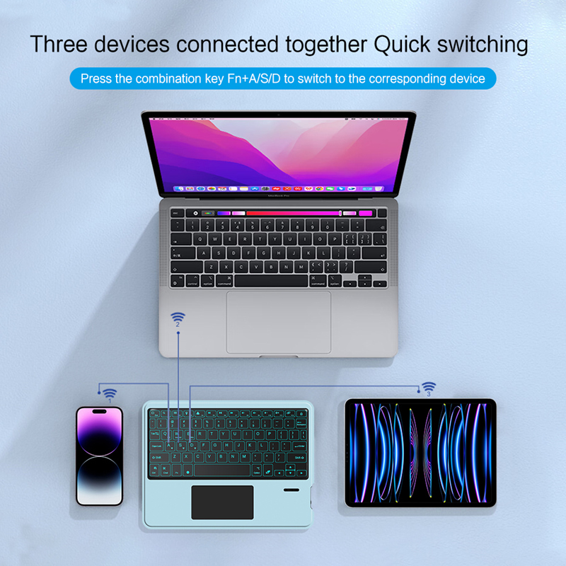 Deutsch Wireless Bluetooth Backlight Touchpad Keyboard For Phone iPad Tablet Laptop German keyboard For Android iOS Windows. 