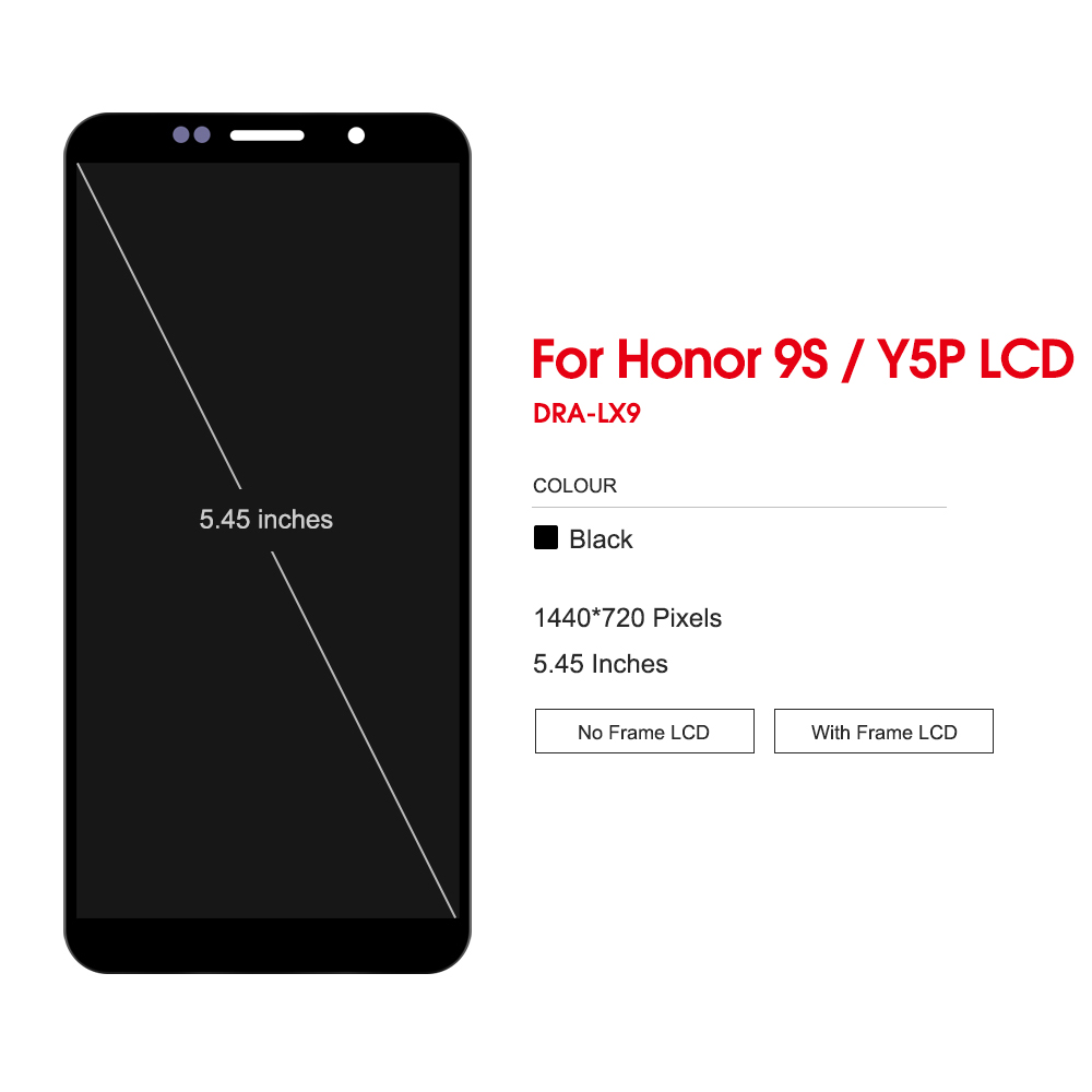 High Quality 5.45" For Honor 9S DUA-LX9 LCD Display Touch screen Digitizer For Huawei Y5P 2020 LCD DRA-LX9 Replacement. 
