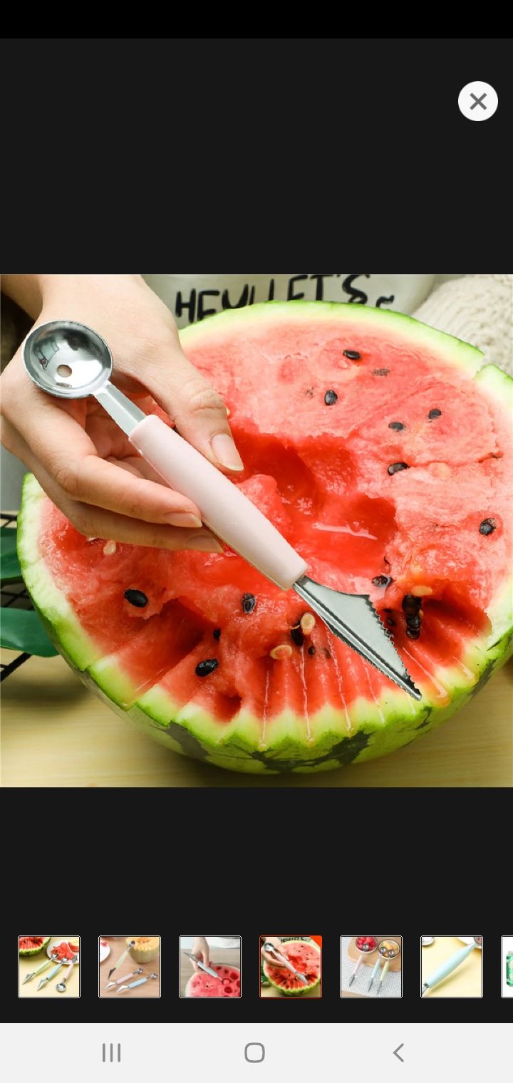 Fruit design cutter with scoop dual sided