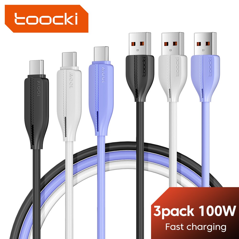 Toocki 3pack 100W USB Type C Fast Charging Charger USB C Cable for Xiaomi 12 11 Huawei OPPO Oneplus Relme Poco Type C Data Cord