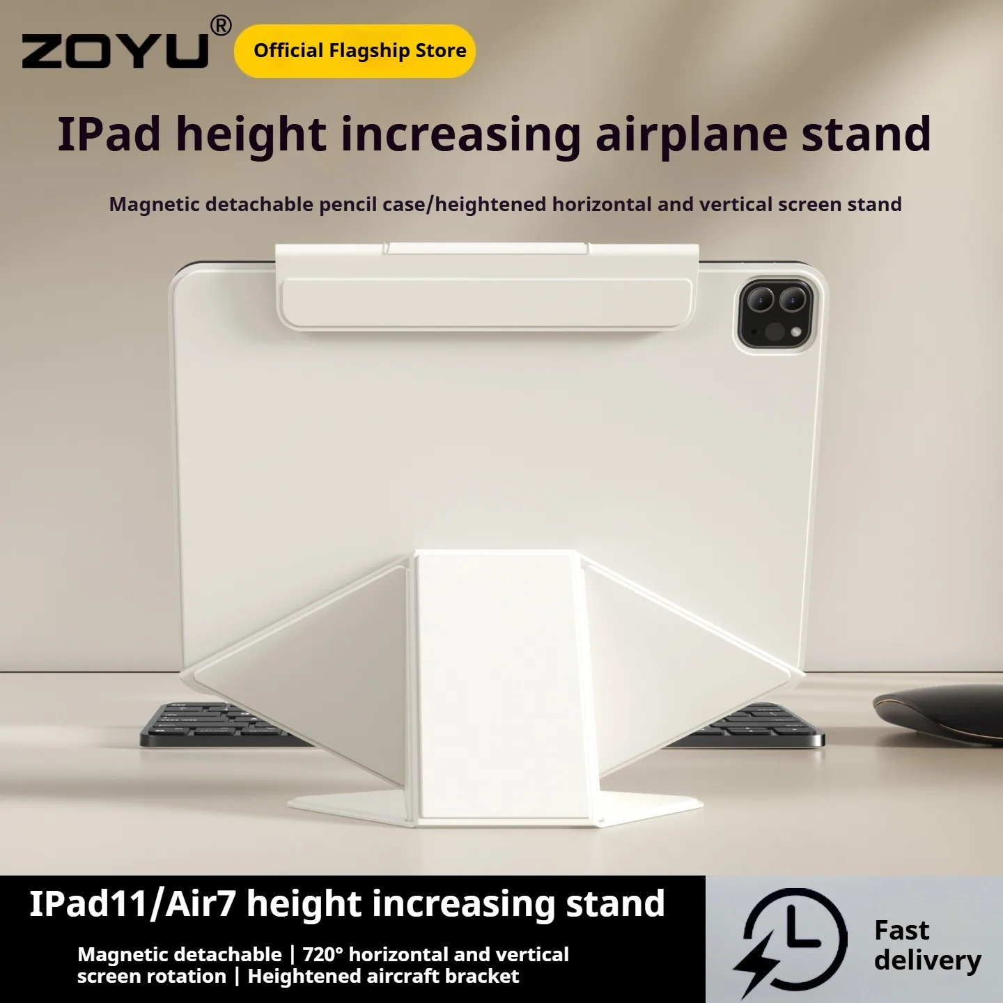 ZOYU for iPad 10/11th Increase Height Bracket Case, Magnetic Detachable Cover iPad iPad Pro 11 12.9 Air 4/5th 11/13 mini 6/7th
