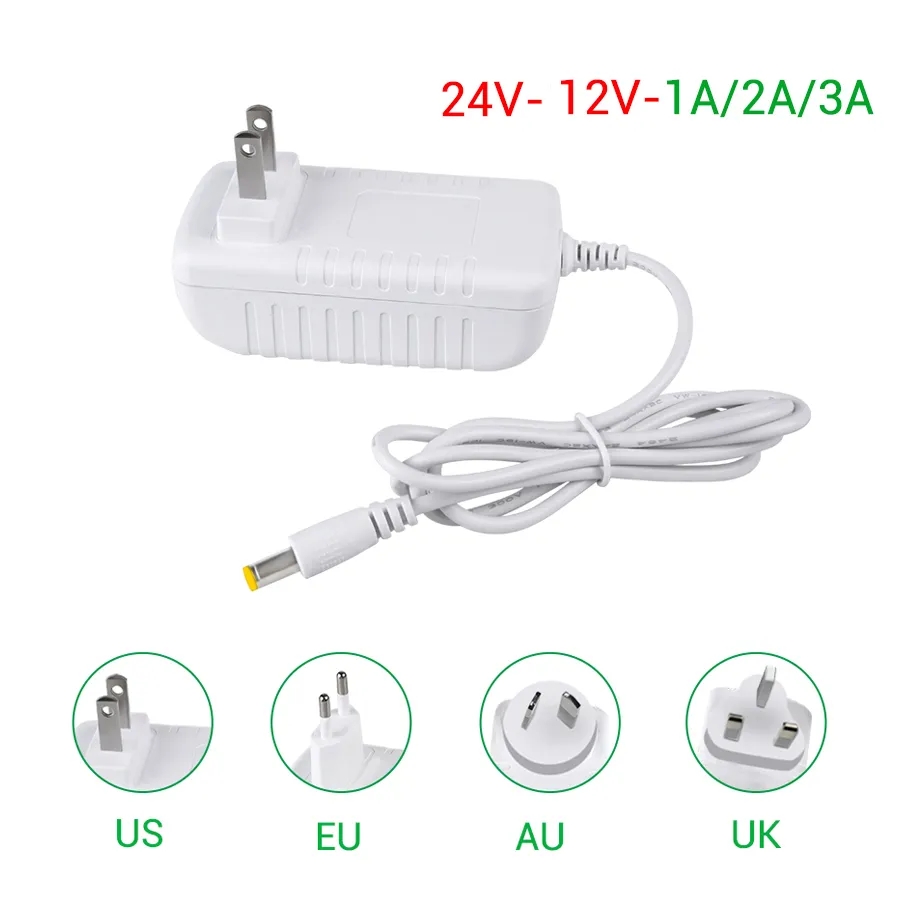 Real Power DC 24V 12V 1A 2A 3A Power Supply DC 12 24 V Volt Output Interface 5.5mm*2.1mm Power Adapter EU US UK AU Plug. 