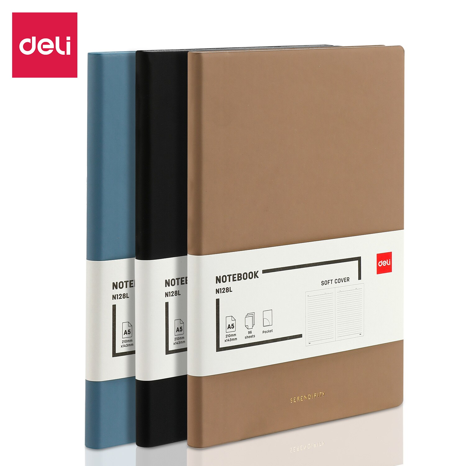 Deli Leather Cover Notebook Cover Notebook PU Notebook Thickened Notepad Minimalist Soft Leather Student Business Office School. 