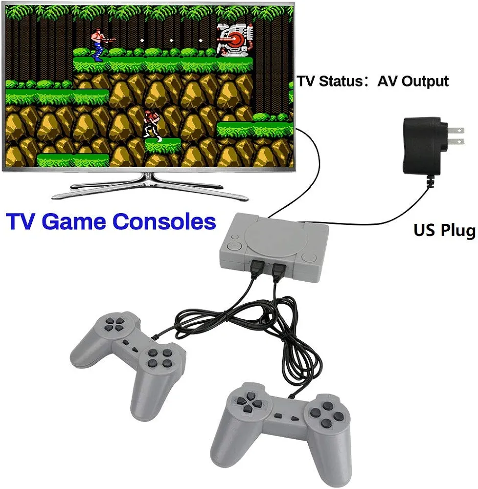 Welltop PlayStation Classic 8-bit PS1 Retro Video Game Console, Mini Video Games Consoles, Built-in 851 Games with 2 Gamepads, Support AV Out Family TV Retro Games Controller, Grey. 