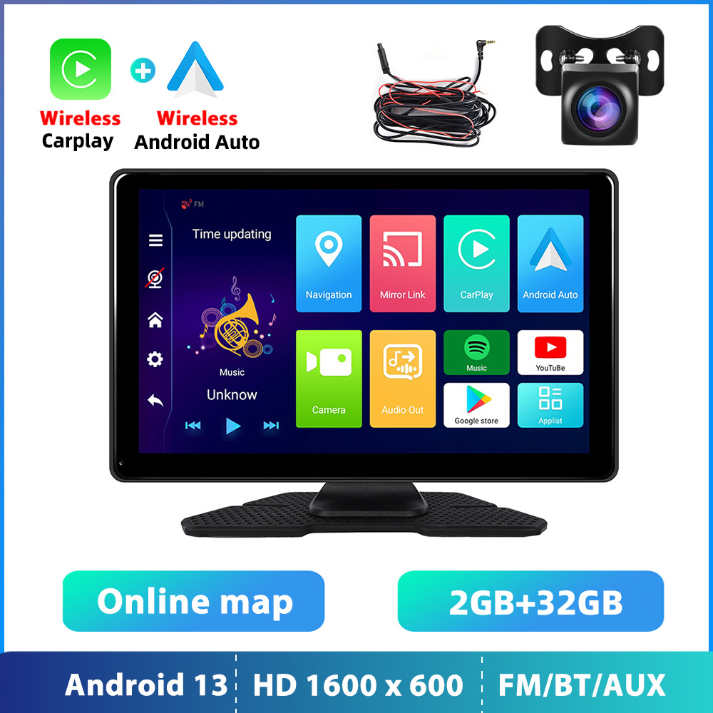 Podofo Android 10 CarPlay Car Video Player 9 " Suppport Rear Camera Supports Navigation Android Auto Apple Airplay Dashbord DVR. 