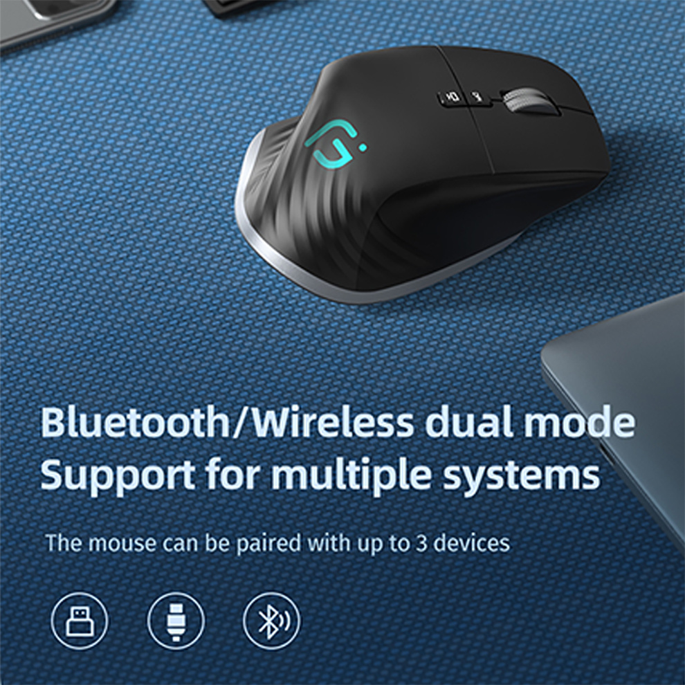 JOMAA 2.4G Wireless Bluetooth Mouse Rechargeable LED RGB Gaming Mouse  for Computer Gamer Office 4000DPI. 