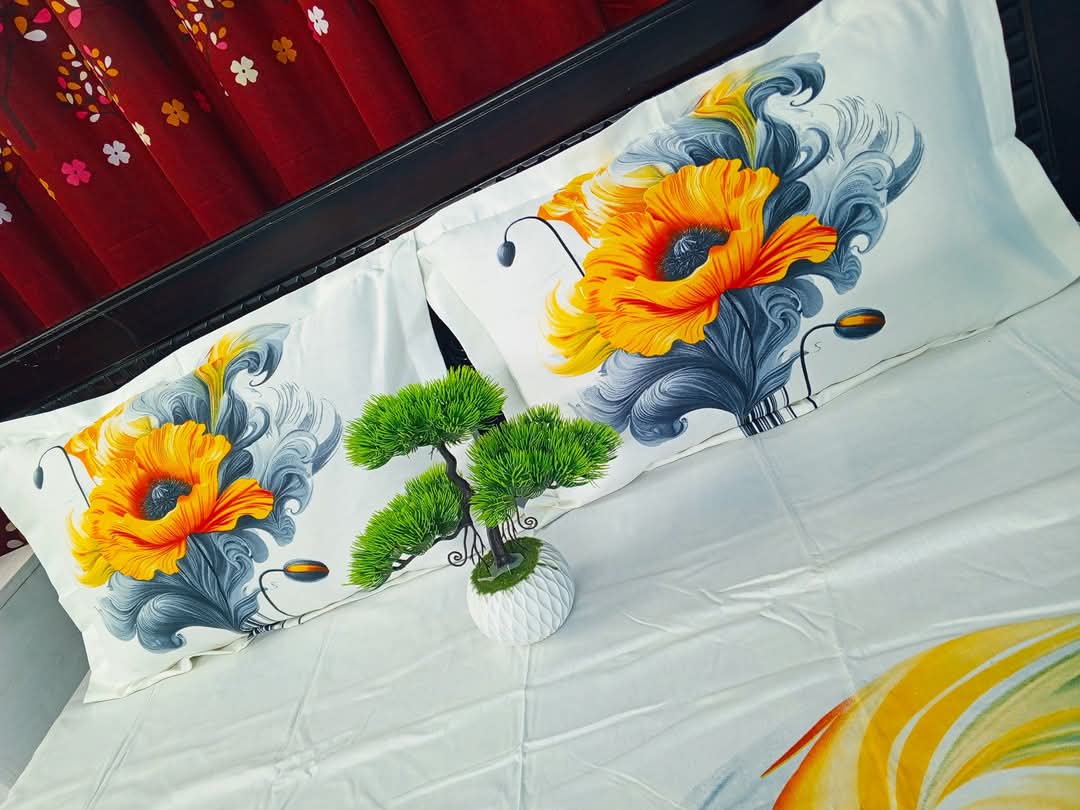 Multicolor King Size Bed sheet With Two Matching Pillow Covers -. 