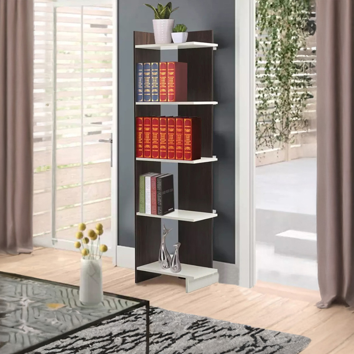 Modern 5 Tier Book Shelf showpiece shelf- Home & Office Multipurpose Shelf-Display Showcase Stand also use for corner Showpiece shelf 72/16''
