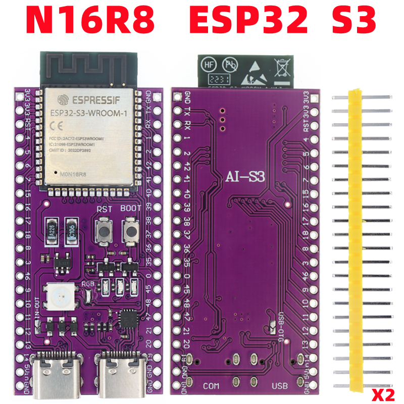 ESP32 ESP32-C3 AI-C3 ESP32-C3-DevKitM-1 ESP32-C3-MINI-1 AI-S3 ESP32-S3 N16R8 ESP32-S3-DevKit C Dual Type-C USB development board. 