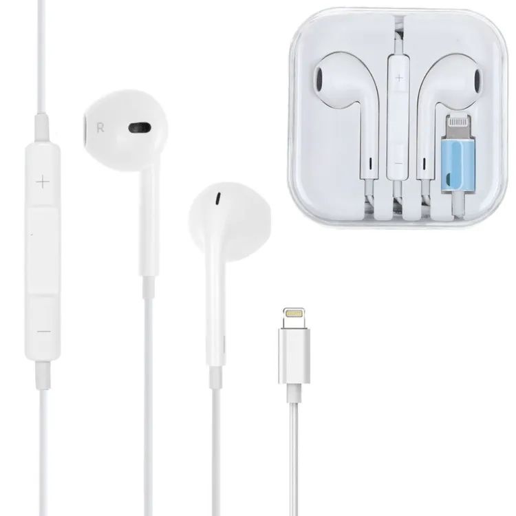 Lighting Earphone With Microphone Wired Stereo Earphones For Apple Iphone 8 7 Plus X Xs Max Xr. 