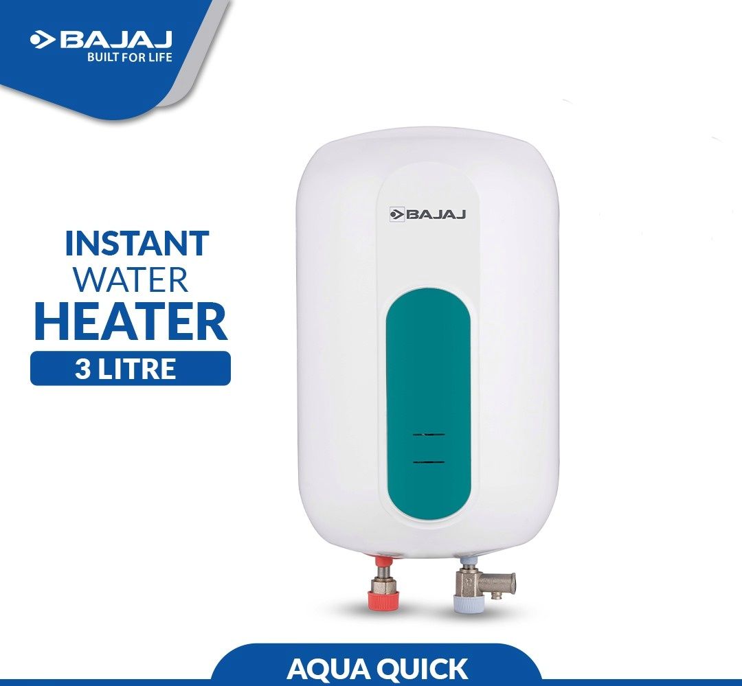 Bajaj Aquaquick Instant Water Heater 3L 3KW | Compact Design, Instant Performance | Long Life Efficient Copper Heating Element with 1 Years Warranty. 