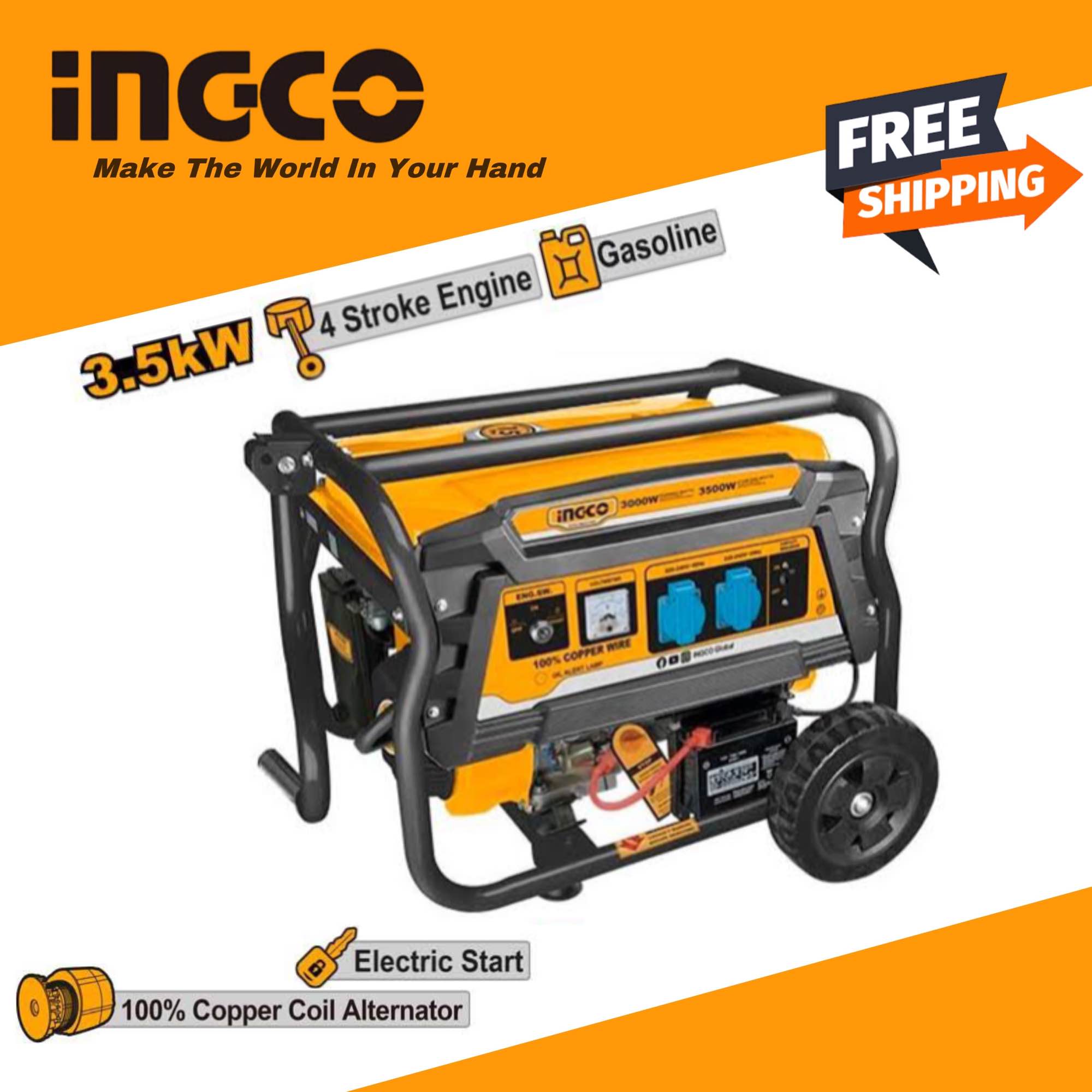 Petrol Generator 4 KVA - INGCO 3500W Portable Generator | Ingco Gasoline Generator