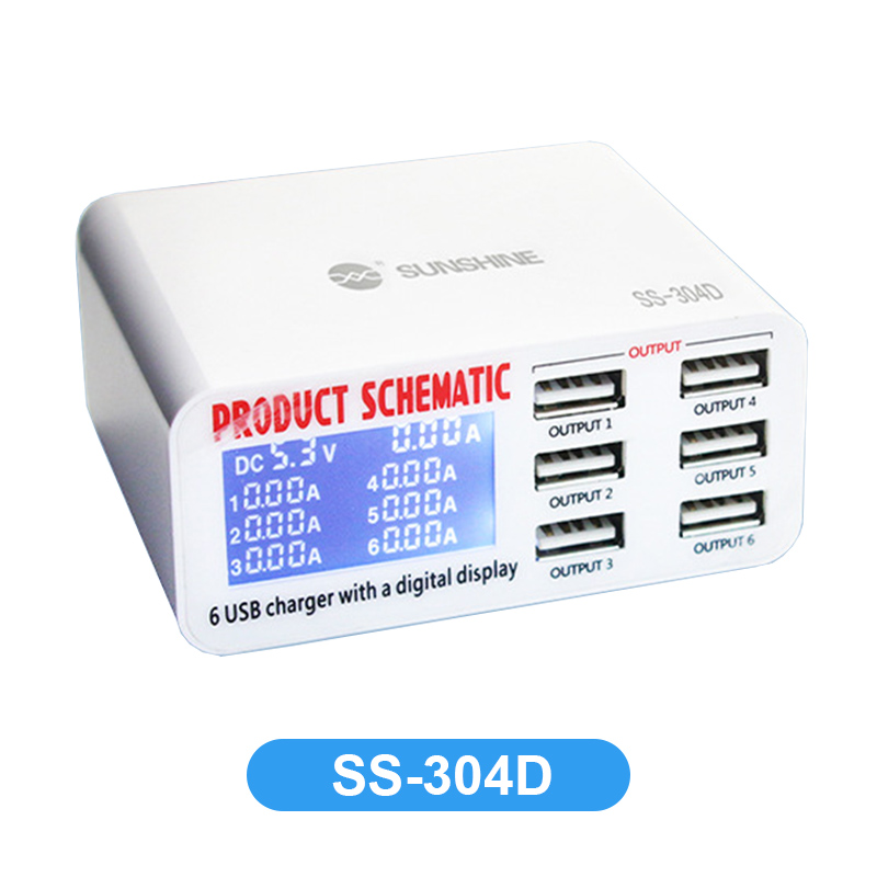 Sunshine SS-304Q 304D RL-304N 304P 304S USB Smart Lightning Charger Digital Display Fast Charging For Phone Android Samsung. 