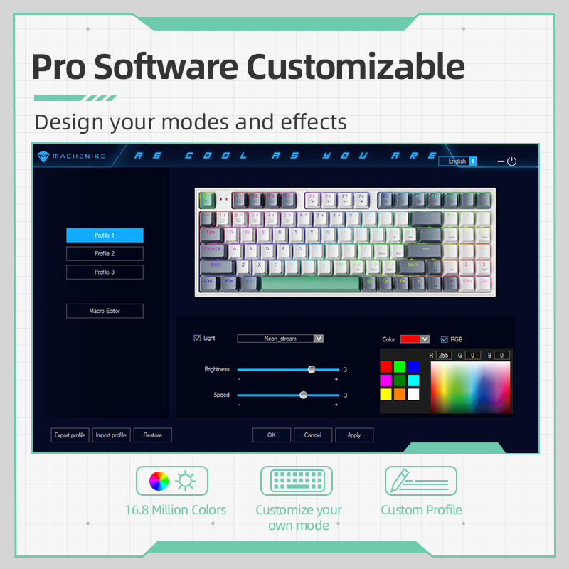 Machenike K500 Mechanical Keyboard Gaming Keyboard Wired Keyboard Hot Swappable 94 Keys RGB Light Mac Windows. 
