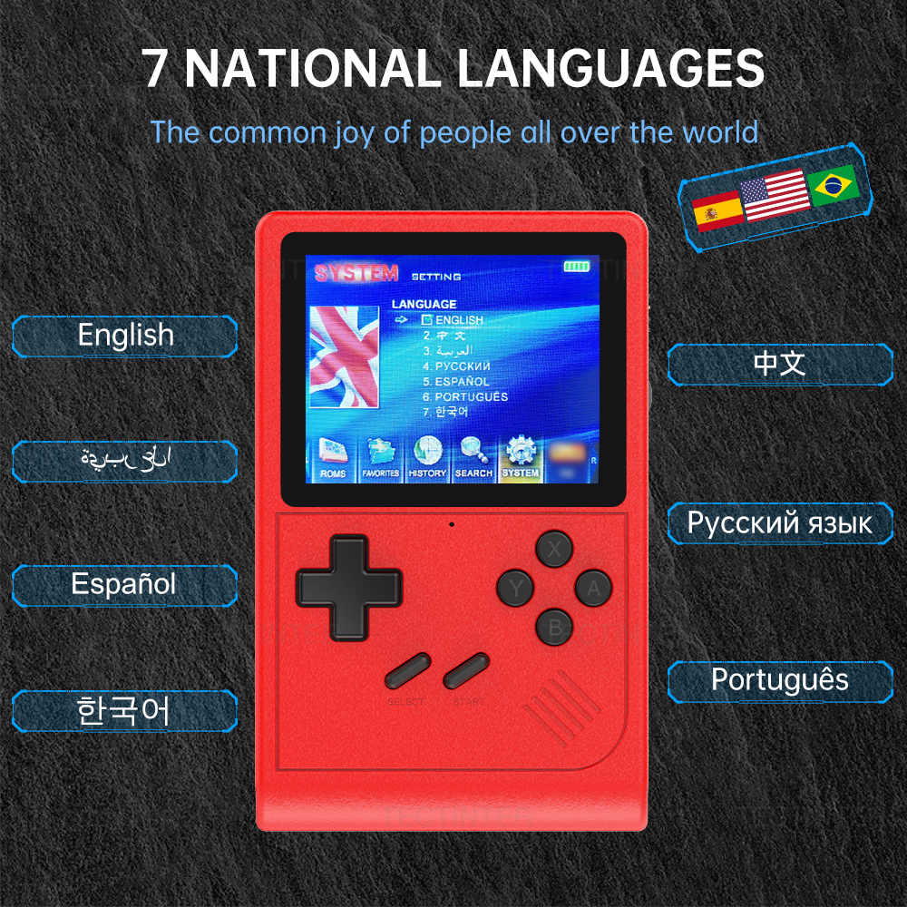 GB300 Portable Handheld Game Player 3.0 inch Screen TV Video Game Console AV Output Retro Game Console Built-in 8G 6000+ Games. 