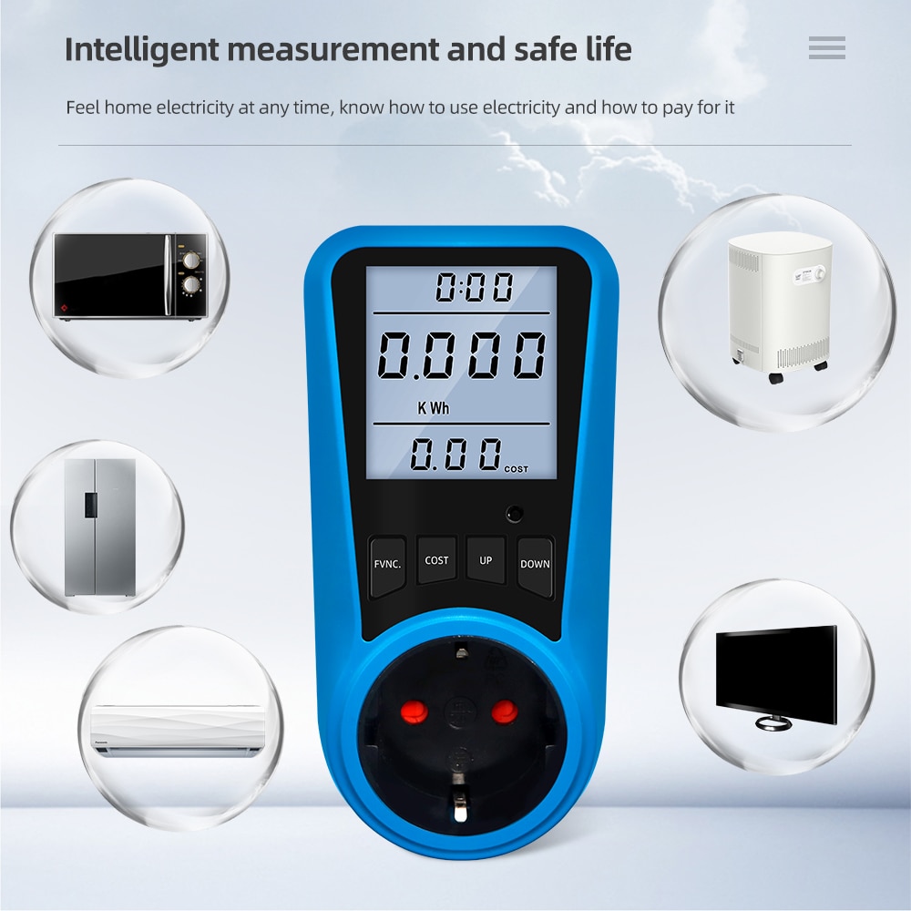 Digital Wattmeter 220V 110V AC Power Meter Electricy Consumption Energy Meter Power Kilowatt Wattage Electricity Meter EU Plug. 