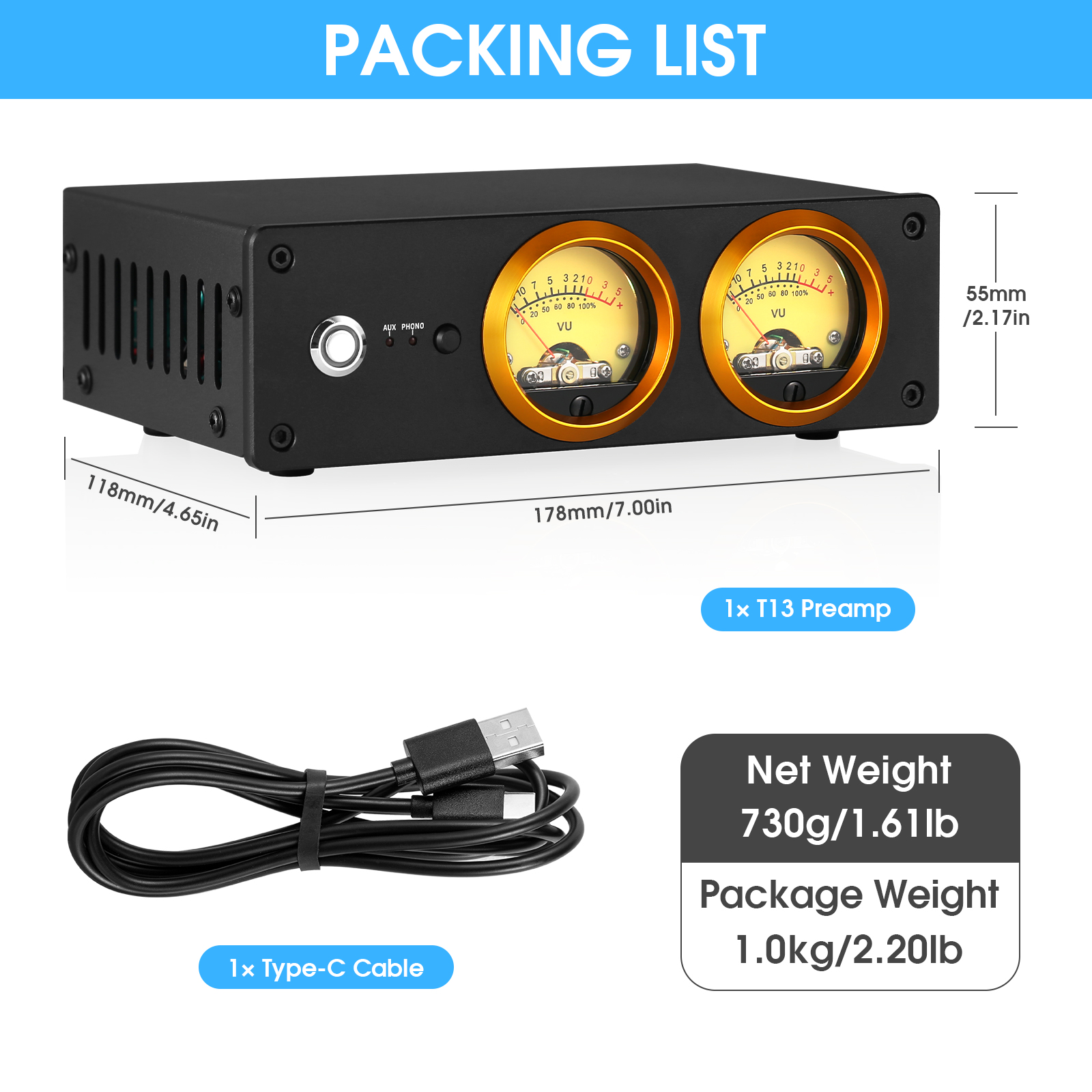 Douk Audio T13 Mini Phono Preamp for Home MM Turntables Desktop Headphone Amplifier Record Players Preamp with Dual VU Meter. 