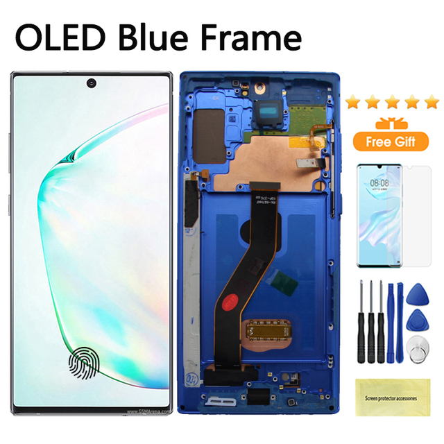 Super AMOLED Display for Samsung Note 10 Plus, 4G, 5G, Touch Screen Note10 + N975F, N976F, LCD Support S Pen, Fingerprint Work. 