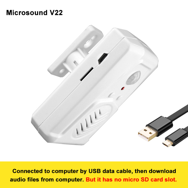 MP3 Downloadable Wireless PIR Motion Sensor Activated Player Infrared Doorbell Shop Store Welcome Voice Reminder with USB Cable. 