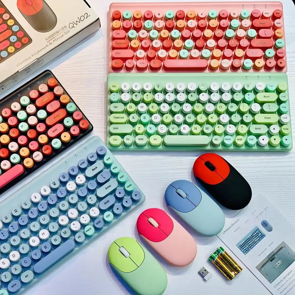 Ergonomic Keyboard and Mouse Set | 2.4Ghz USB Wireless Office Keyboard with Multi-Media Function Keys and Number Pad for PC Computer Windows | Bluetooth Keyboard Mouse Kit | Colorful Mechanical Keyboard Set | Wireless Keyboard and Mouse Combo-Nadra-QW02. 