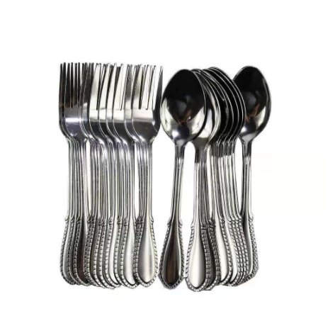 24 pieces tea and fork Spoon (12 pieces tea and 12 pieces fork) spoon 5" inch size Stainless steel quality  use for Home and Office