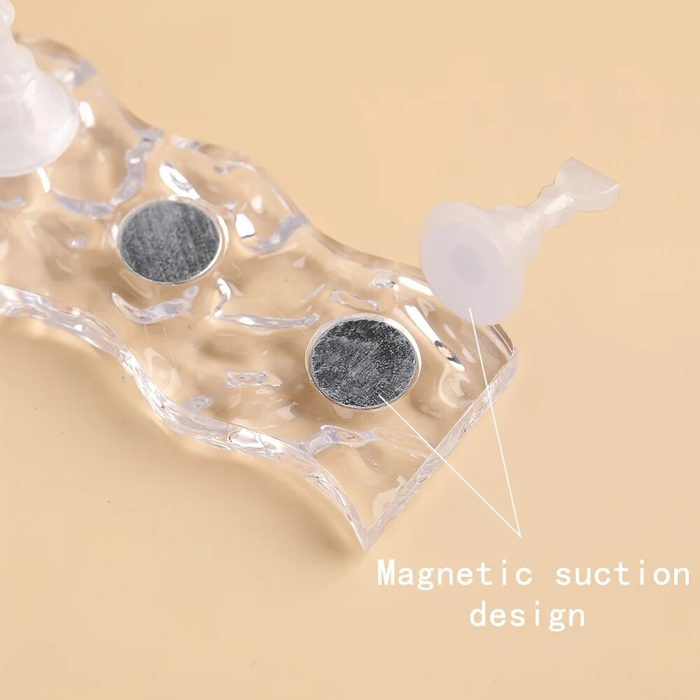 Magnetic Nail Tip Display Work Stand Set Crystal Acrylic Nail Tip Display Work Stand For Practice Nail Art Manicure Tools. 